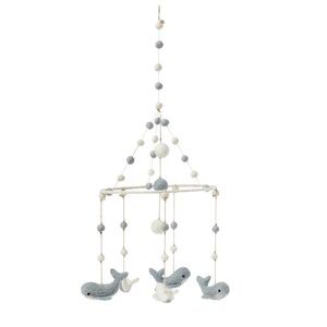 Pehr Follow Me Whale Nursery Mobile Gray and White 100% Wool